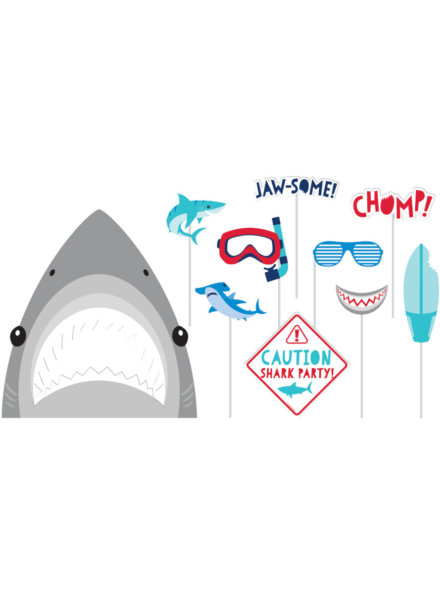 Shark Party 10 Pack Photo Booth Prop Kit – Main Image