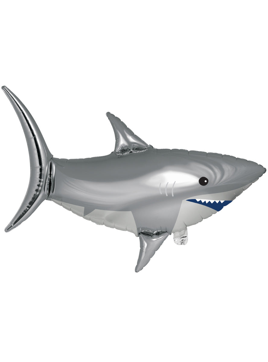 Shark Party 94cm Silver Self Sealing Foil Balloon – Main Image