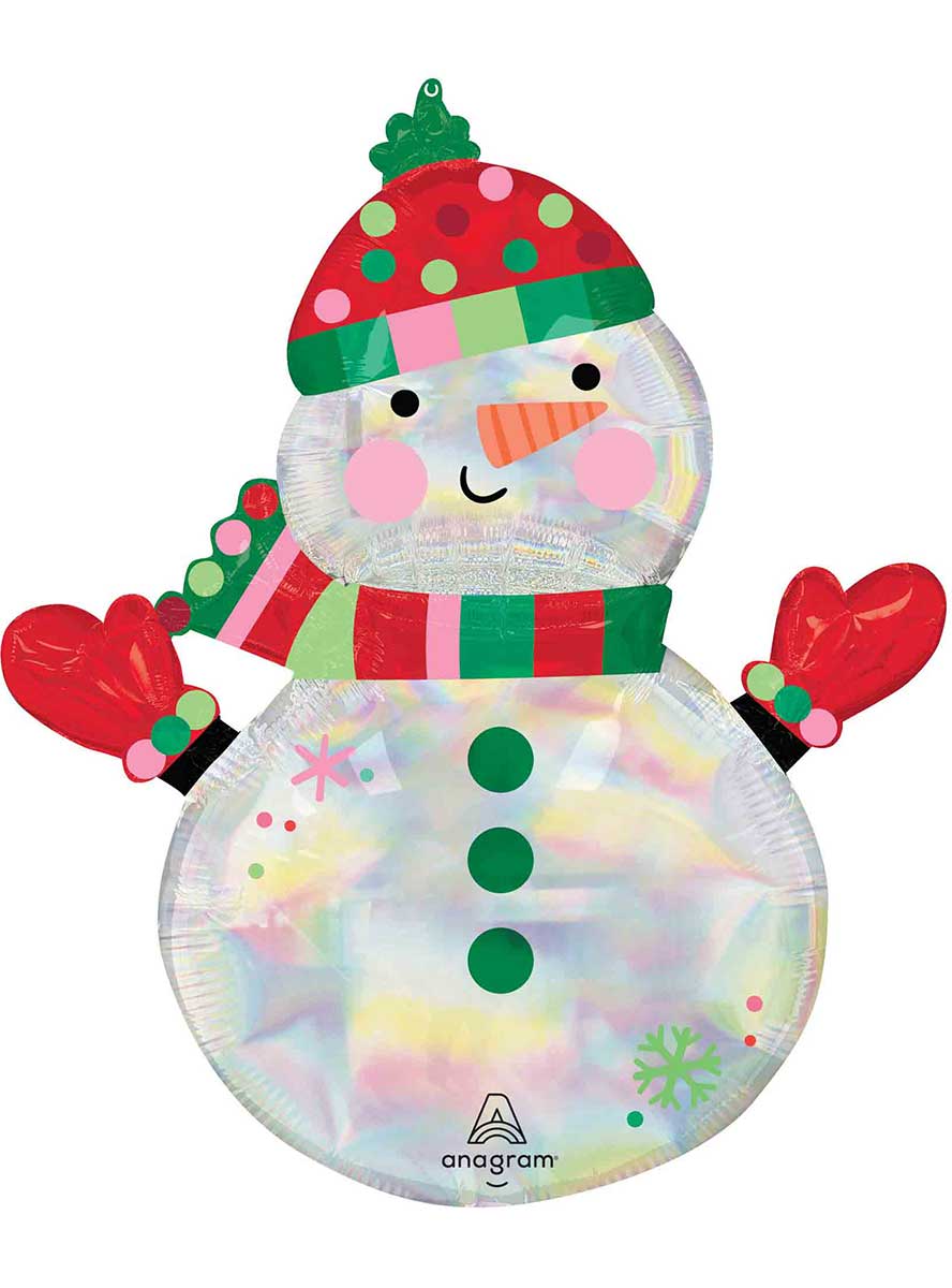 Shimmering Iridescent Snowman Supershape Christmas Foil Balloon 78cm