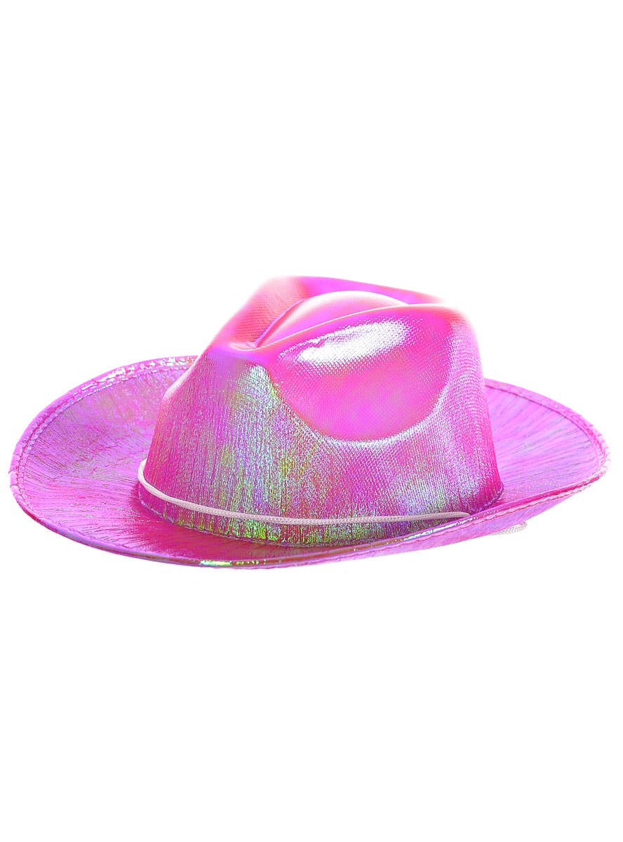 Image of Shiny Iridescent Pink Cowgirl Costume Hat