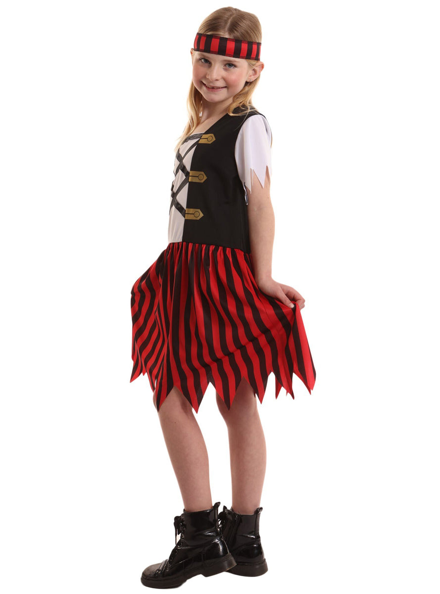 Shipmate Pirate Girls Red And Black Costume - Alternative Image