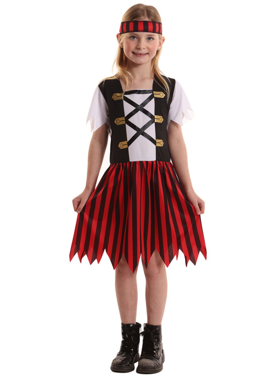 Shipmate Pirate Girls Red And Black Costume - Main Image