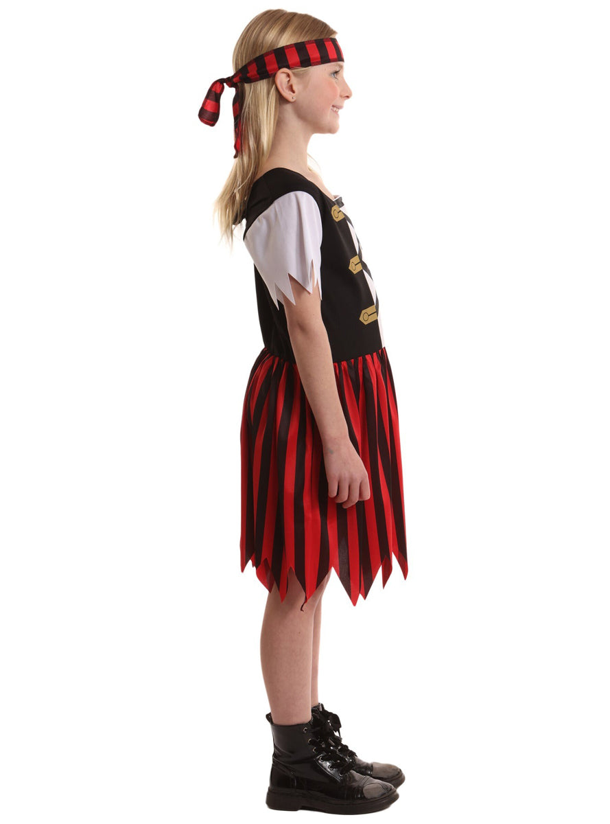 Shipmate Pirate Girls Red And Black Costume - Side Image 2