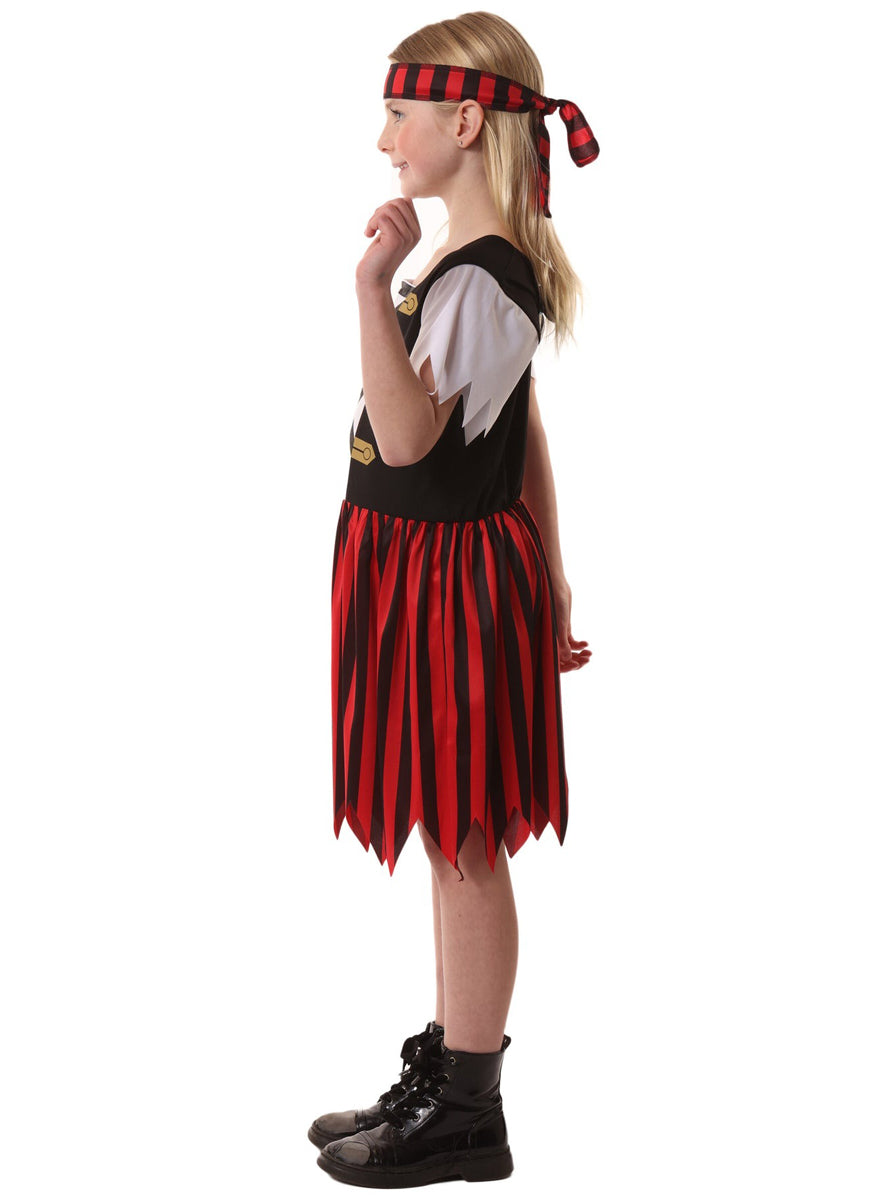 Shipmate Pirate Girls Red And Black Costume - Side Image
