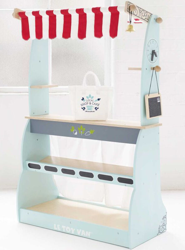Shop And Cafe Market Stand Kids Wooden Toy - Lifestyle Image 1