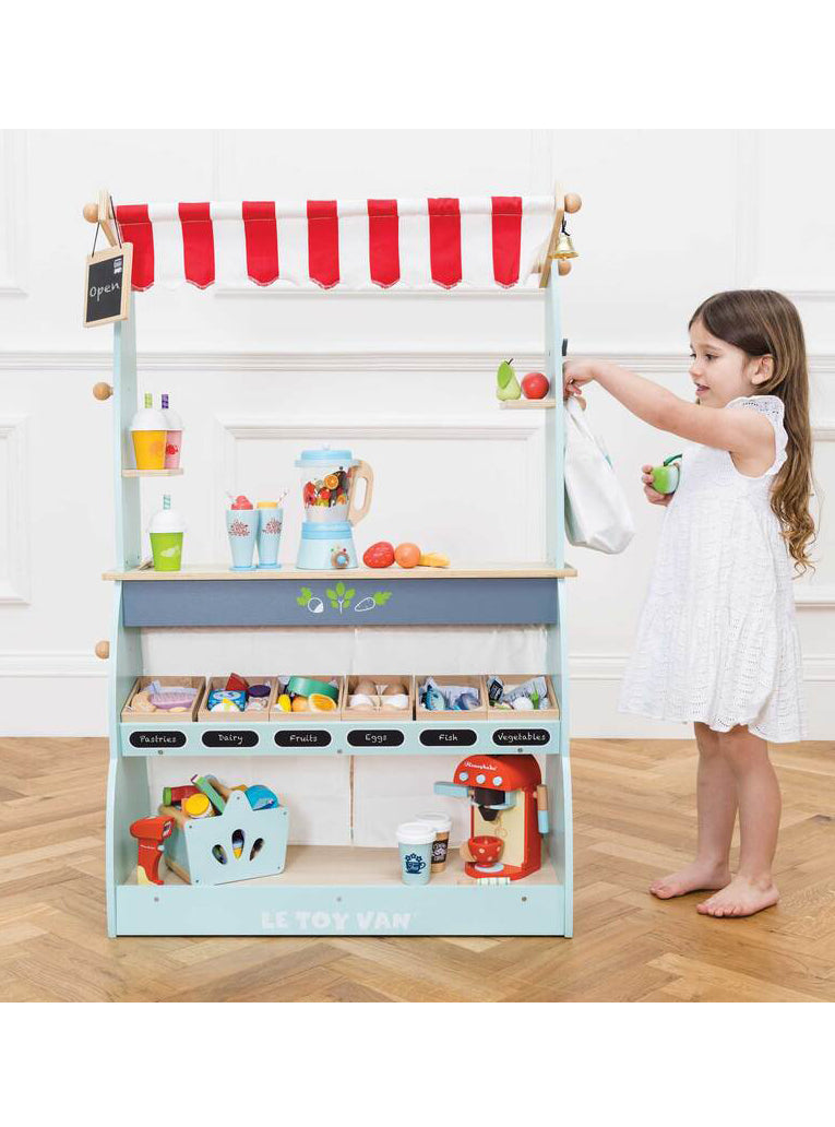 Shop And Cafe Market Stand Kids Wooden Toy - Lifestyle Image 7