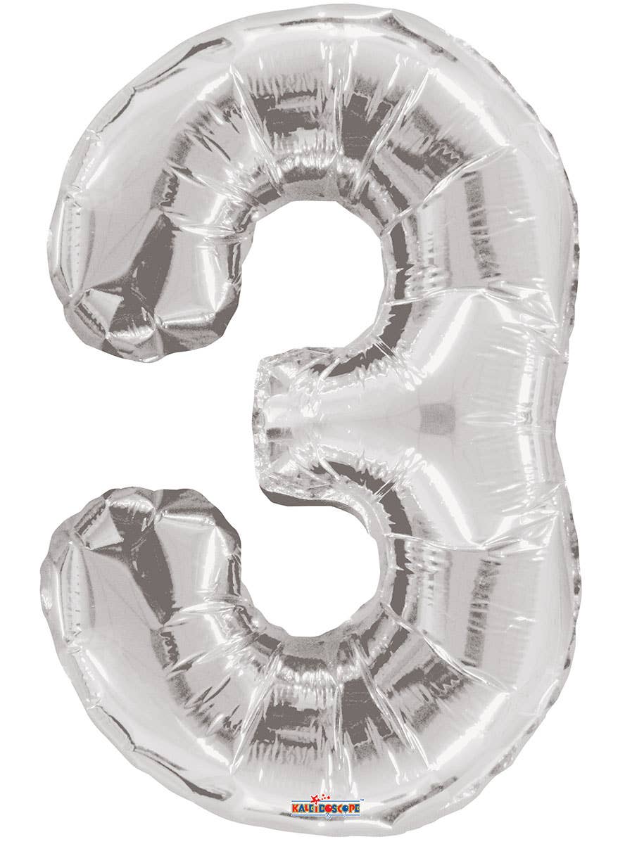Image of Silver 87cm Number 3 Party Balloon