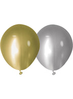 Image of Silver and Gold Chrome 20 Pack Small 12cm Latex Balloons