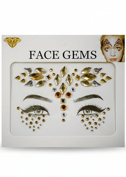 Silver And Gold Over And Under Eye Stick On Face Gems