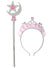 Image of Jewelled Pink and Silver Wand and Tiara Accessory Set