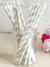 Image of Silver and White Stripe 20 Pack Paper Straws