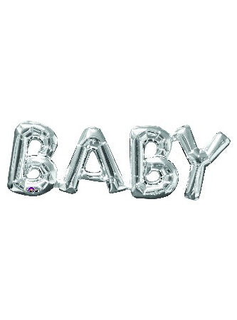 Silver Baby Air Fill Foil Balloon - Main Image