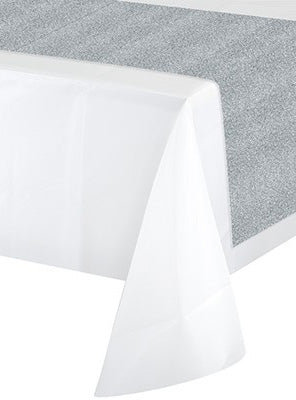 Silver Glitter 213cm Long Table Runner – Main Image