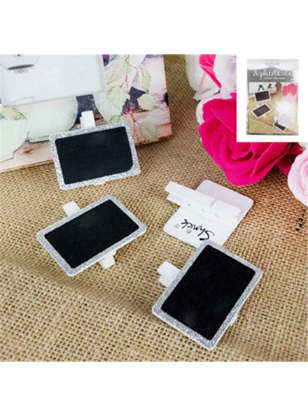 Image of Mini Silver Glitter Frame 4 Pack Message Pegs