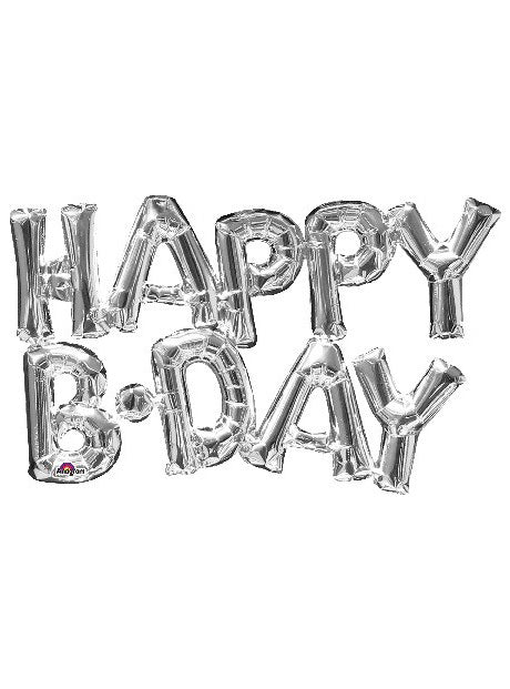 Silver Happy B Day Air Fill Foil Balloon - Main Image