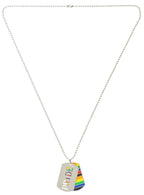Image of Rainbow Pride Mardi Gras Dog Tags on Silver Chain - Main Image