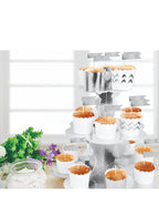 Image of Silver Metallic 3 Tier Cupcake Stand