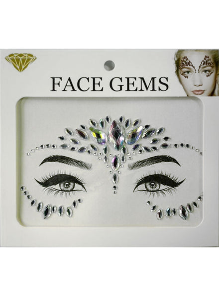 Silver Over And Under Eye Stick On Face Gems
