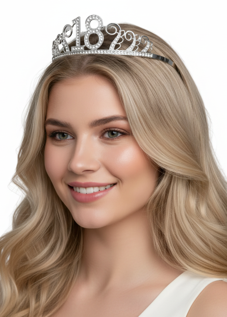 Image of 18th Birthday Silver Rhinestone Tiara - main image