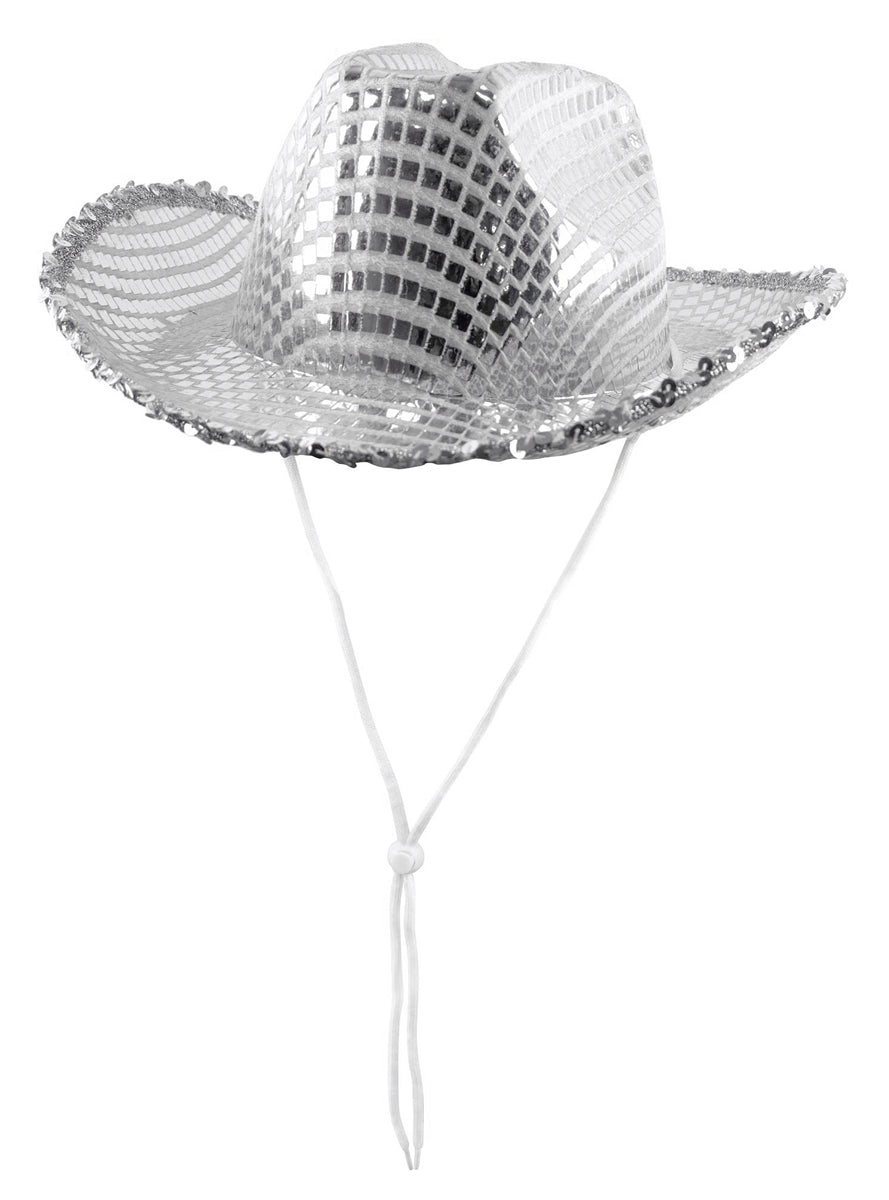 Adults Silver Sequin Cowboy Hat