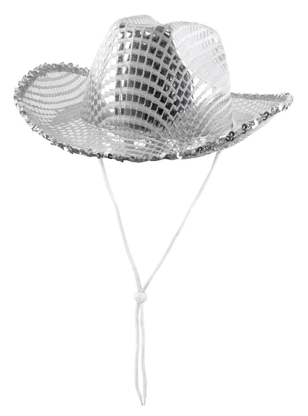 Adults Silver Sequin Cowboy Hat
