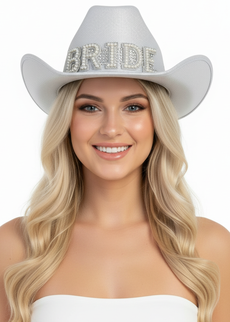 Womesns White Bride Hen's Night Costume Hat - Main Image