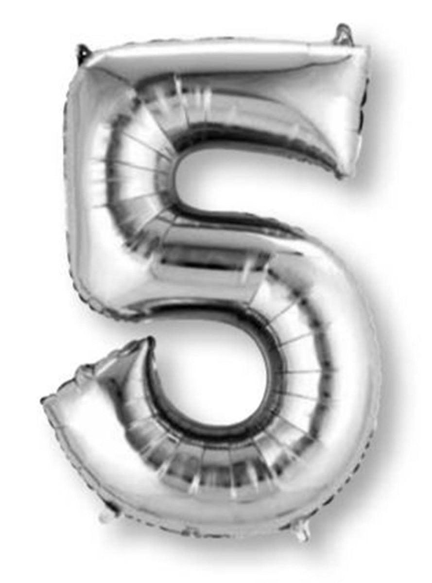 Silver Supershape Number 5 Foil Balloon - Main Image