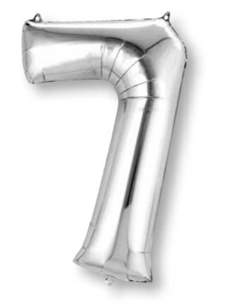 Silver Supershape Number 7 Foil Balloon - Main Image
