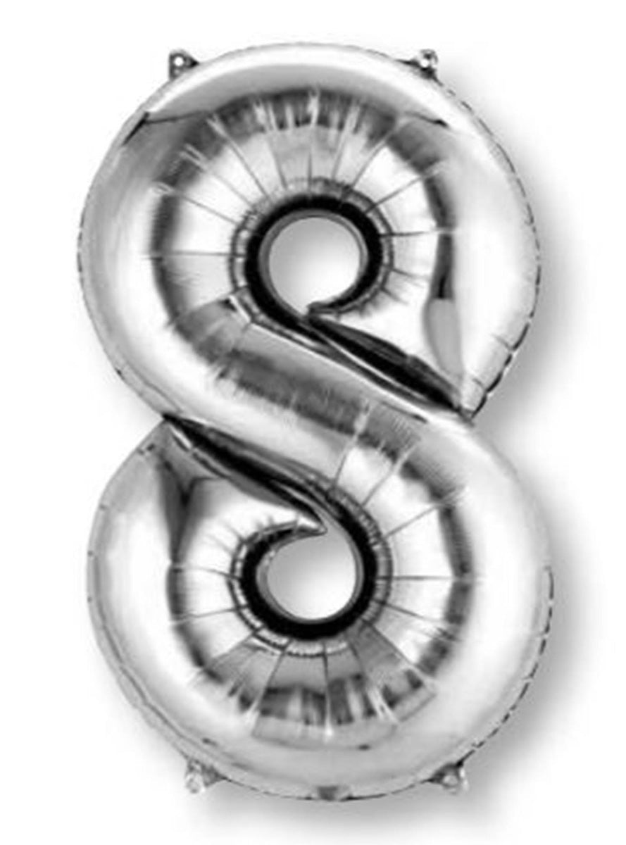 Silver Supershape Number 8 Foil Balloon - Main Image