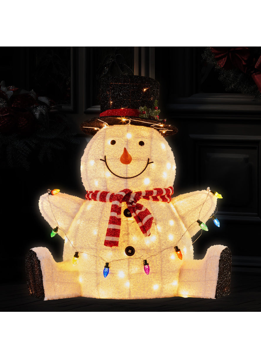 Sitting Snowman 82cm 3D Christmas Light Decoration - Alternate Image 2