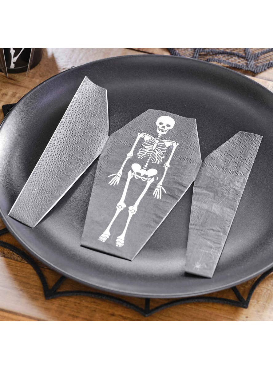Image of Skeleton Coffin 16 Pack Halloween Lunch Napkins - Alternate Image