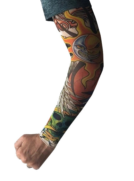Skull and Sun Adults Single Costume Tattoo Sleeve - Main Image