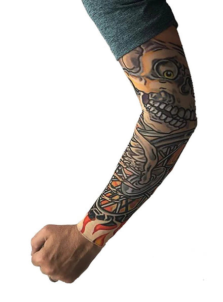 Skull and Wheel Adults Single Costume Tattoo Sleeve - Main Image