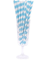 Image of Sky Blue and White Stripe 50 Pack Paper Straws