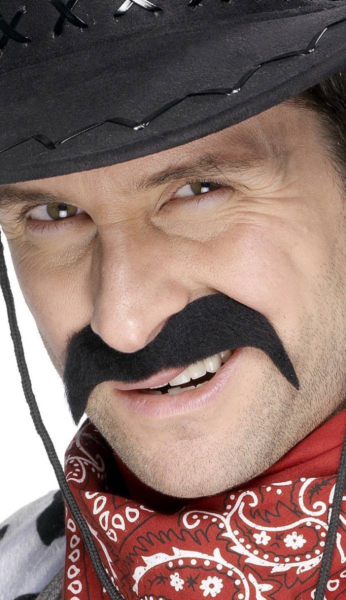 Stick On Fake Black Cowboy Moustache Costume Accessory
