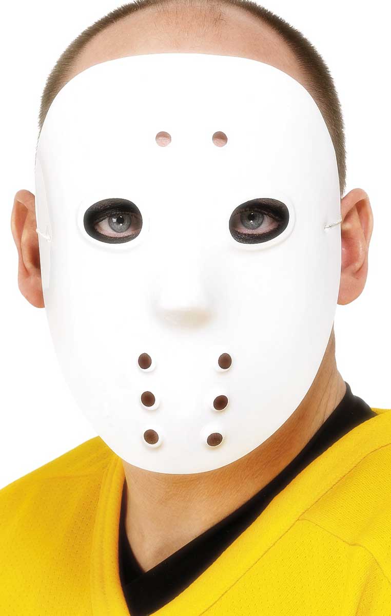Plastic White Hockey Mask Costume Accessory Main Image