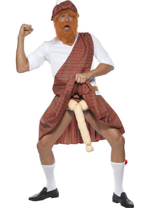 Novelty Well Hung Highlander Scotsman Men's Funny Costume Front View