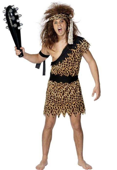Men's Leopard Print Caveman Costume - Main Image