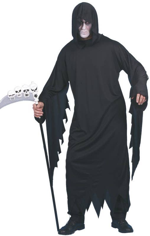 Men's Black Grim Reaper Robe Halloween Costume Alt Image