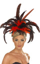 Burlesque Women's Showgirl Feather Headpiece In Black And Red Costume Accessory Main Image