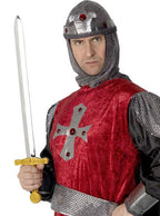 Novelty Silver Knight Costume Weapon Sword with Gold Handle 