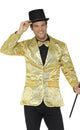Men's Gold Sequinned Satin Costume Suit Jacket By Smiffy's Main Image