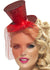 Red Glitter Mini Top Hat Costume Headband with Detachable Net Veil