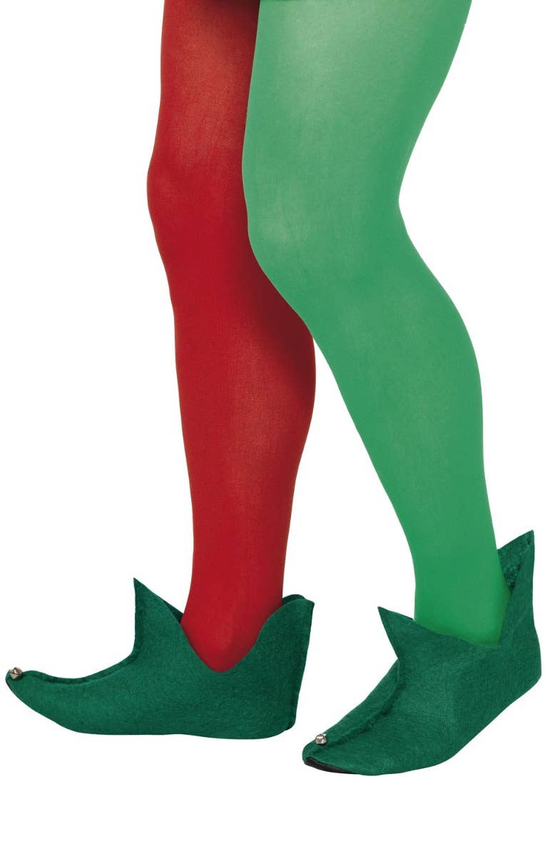 Green Felt Christmas Elf Santas Helper Costume Shoes Boot Covers Costume Accessory Main Image