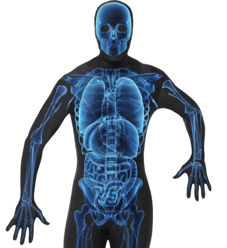 X Ray Costume Second Skin Suit Adult Black Blue