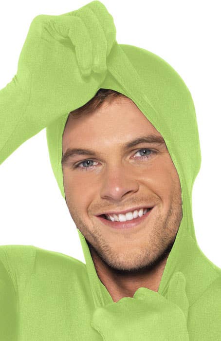 Men's Green Skin Suit Fancy Dress Costume Close