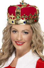 Royal queen plush women's red crown fancy dress accessory 