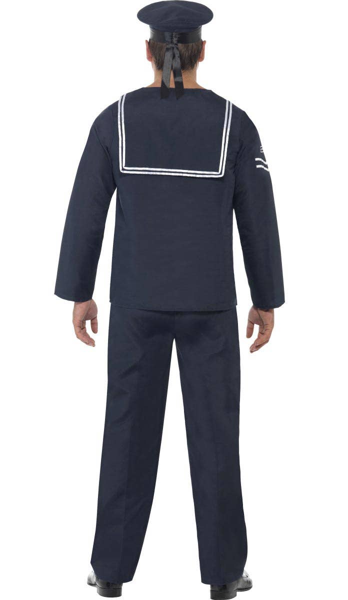 Mens 1940s WW2 Navy Sailor Fancy Dress Costume Military Uniform - Back Image