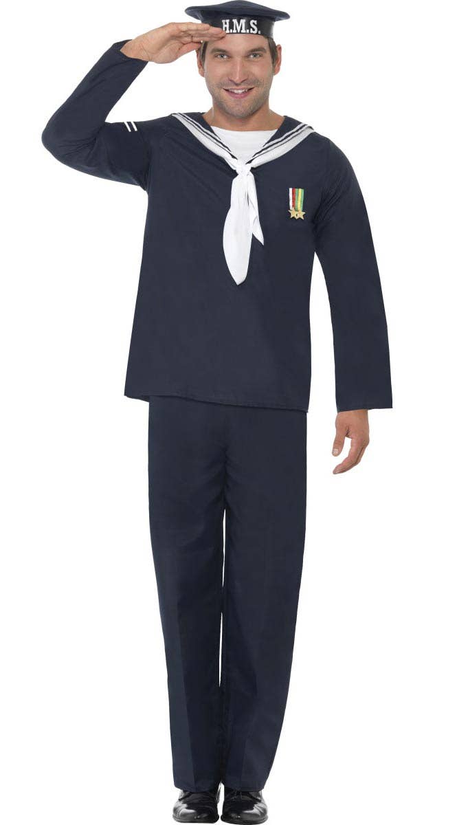 Mens 1940s WW2 Navy Sailor Fancy Dress Costume Military Uniform - Main Image