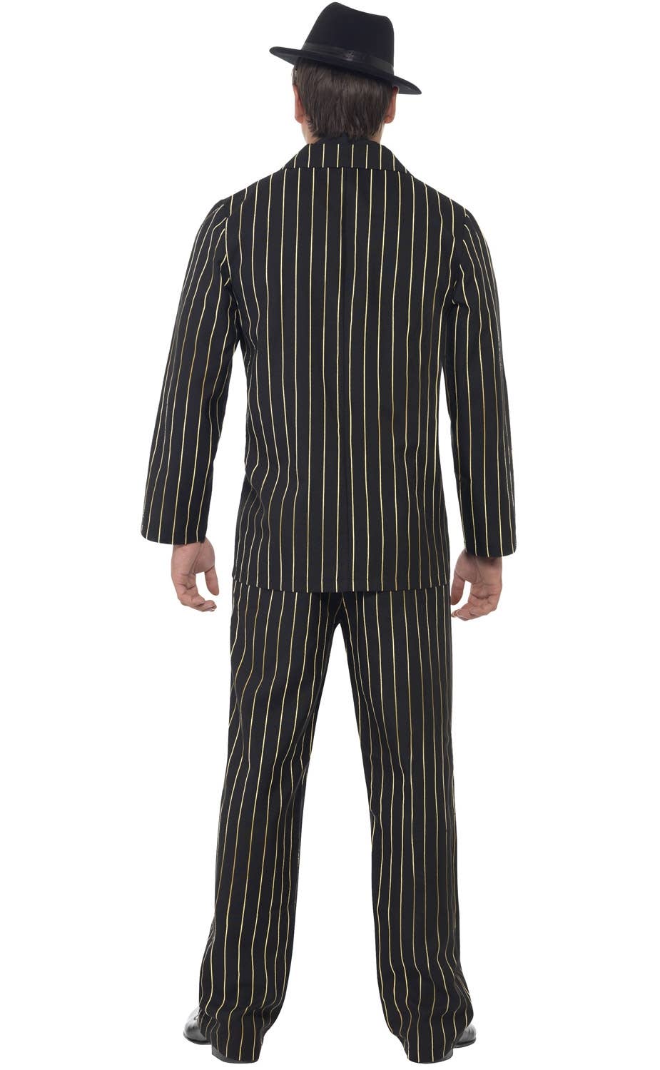 Men's Mafia 1920's Gangster Gold Pinstripe Costume Back View